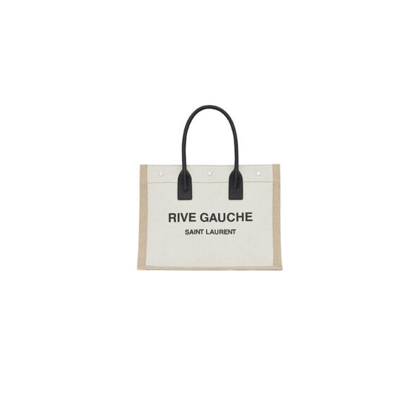 YSL Rive Gauche Small Ysl-Tote Bag In Linen And Leather