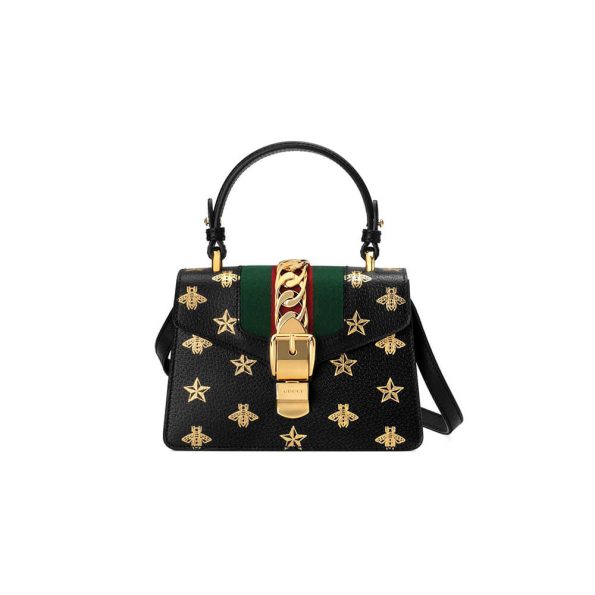 Gucci Sylvie Bee Star Mini Leather Bag