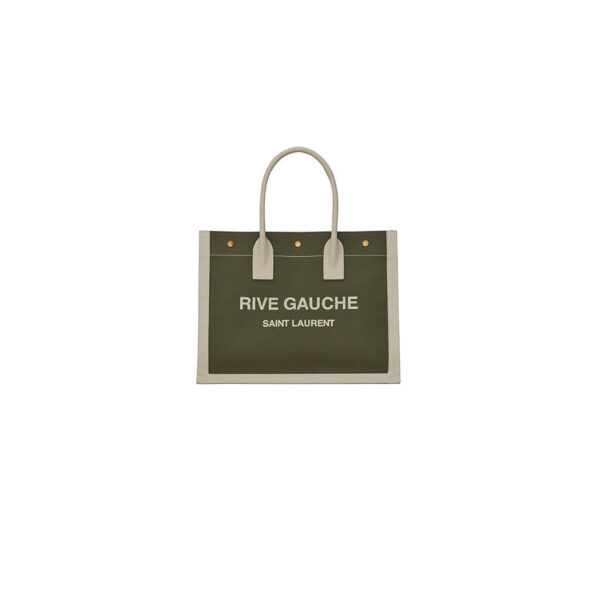YSL Rive Gauche Small Ysl-Tote Bag In Linen And Leather