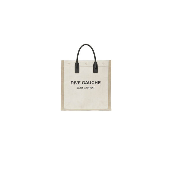 YSL Rive Gauche N/S Shopping Bag In Linen And Cotton