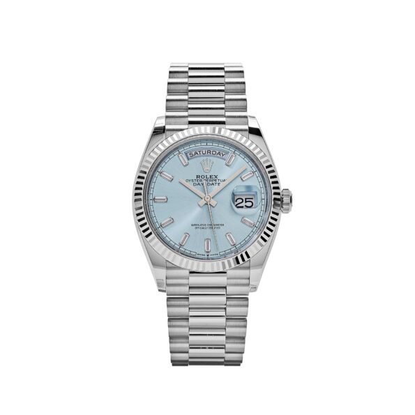 Rolex Day-Date 36 128236 Platinum Ice Blue Baguette Dial