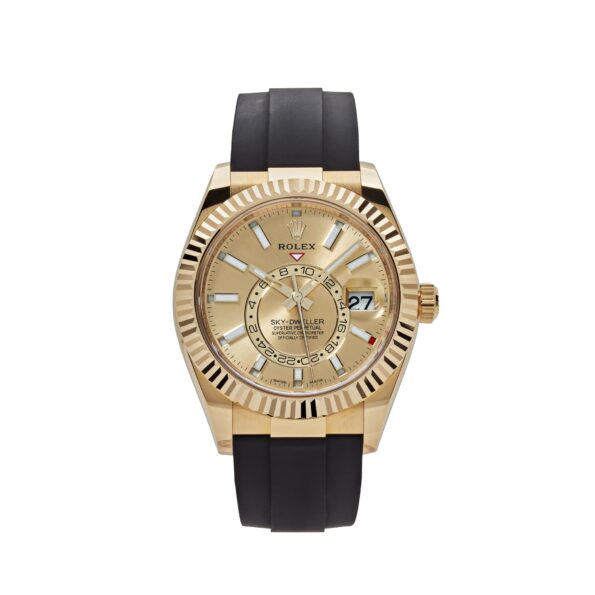 Rolex Sky-Dweller 326238 Yellow Gold Champagne Dial Rubber Strap (2022)