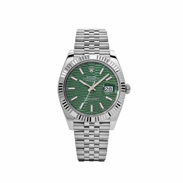 Rolex Datejust 41 126334 Stainless Steel Fluted Motif Green Dial Jubilee