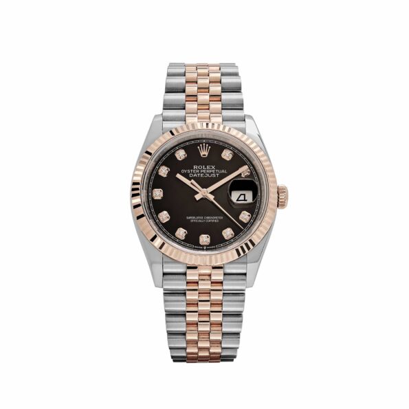 Rolex Datejust 36 126231 Rose Gold Stainless Steel Black Diamond Dial