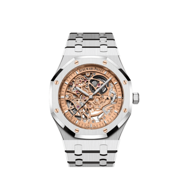 Audemars Piguet Royal Oak 15407ST.OO.1220ST.02 Double Balance Wheel  Stainless Steel Openworked Pink Gold-Toned Dial 41mm