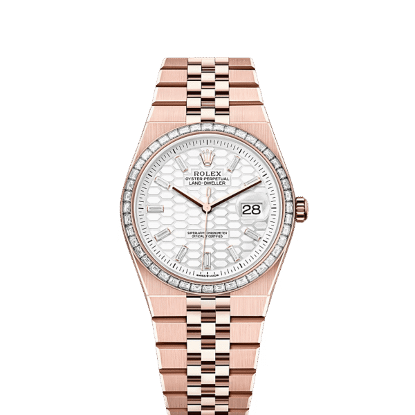 Rolex Land-Dweller 127285TBR Rose Gold Intense White Dial Diamond Bezel