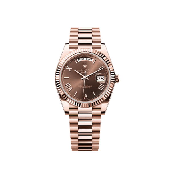 Rolex Day-Date 40 228235 Rose Gold Chocolate Roman Dial (2024)