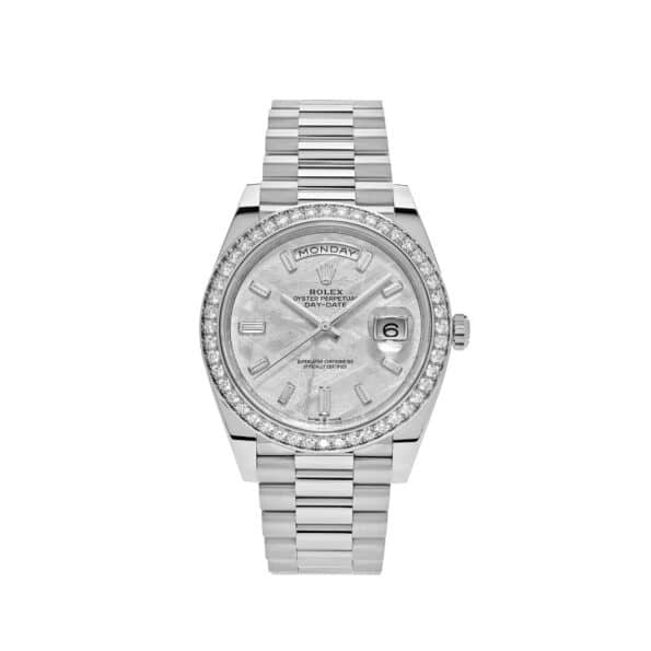 Rolex Day-Date 40 228349RBR White Gold Meteorite Dial Diamond Set