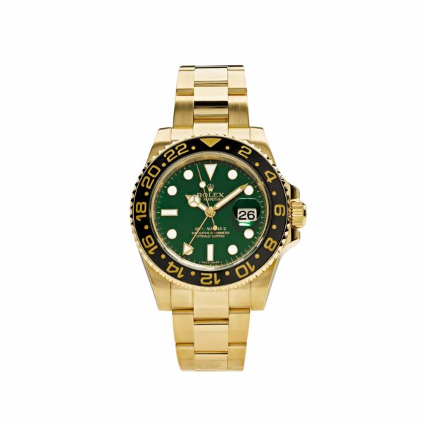 Rolex GMT-Master II 116718LN Yellow Gold Green Dial Black Bezel (2006)